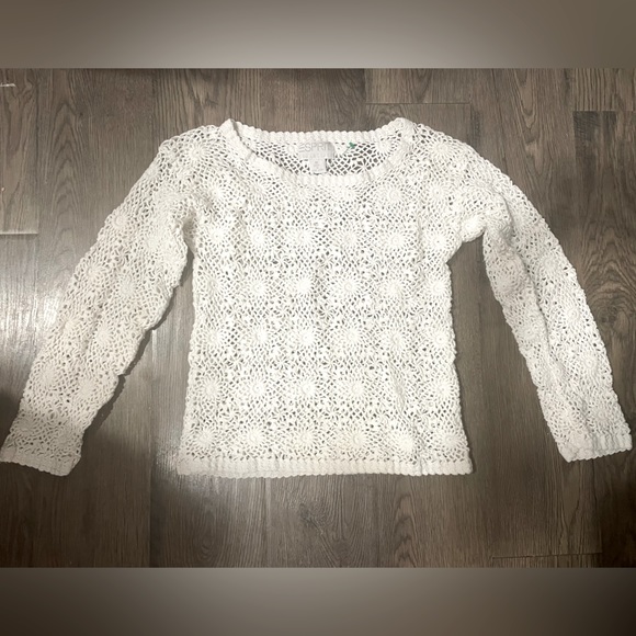 ESPRIT Collection Sweater White Crocheted Lace, Size M - Picture 1 of 4